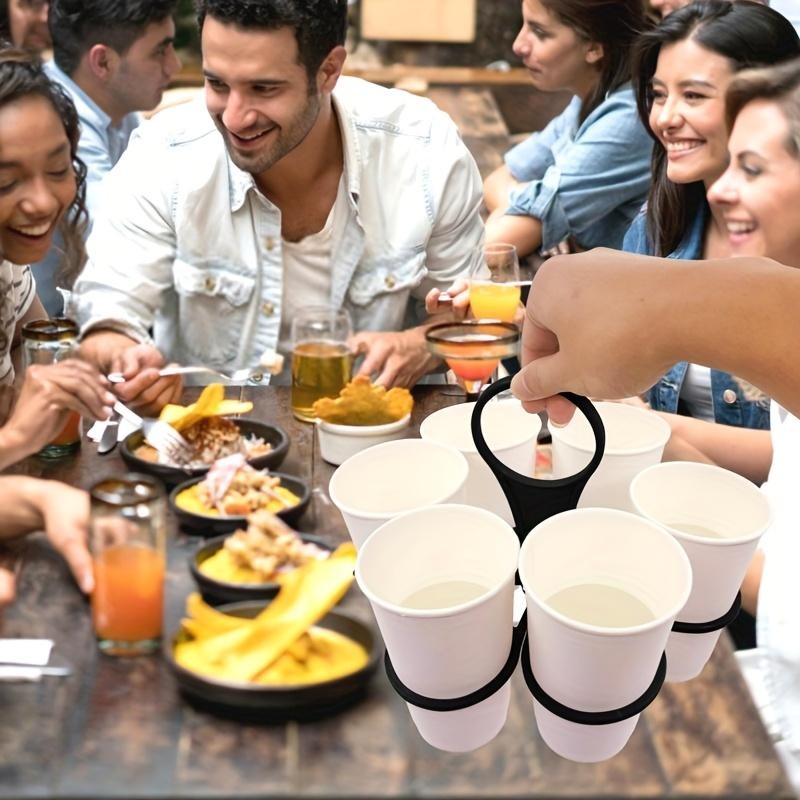 Portable Folding 6 Slot Drink Holder Tray Reusable Cup Carrier for Picnic Trips