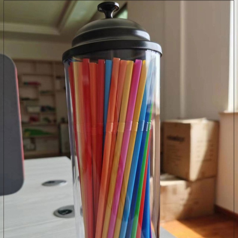 Plastic Straw Dispenser for Counter Dustproof Drinking Straw Organizer with Lid