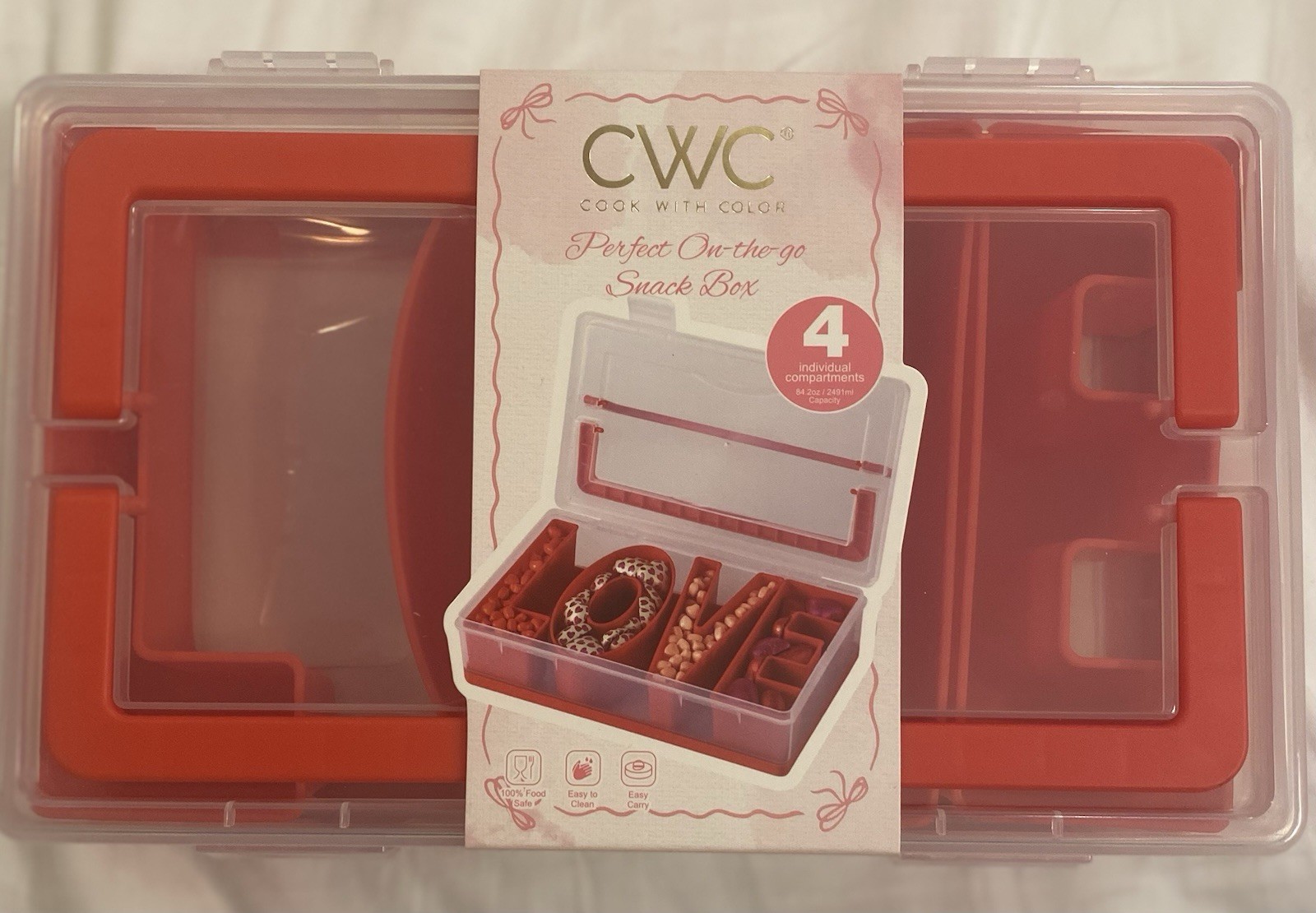 Cook With Color LOVE Snack Box Organizer 4 Compartments