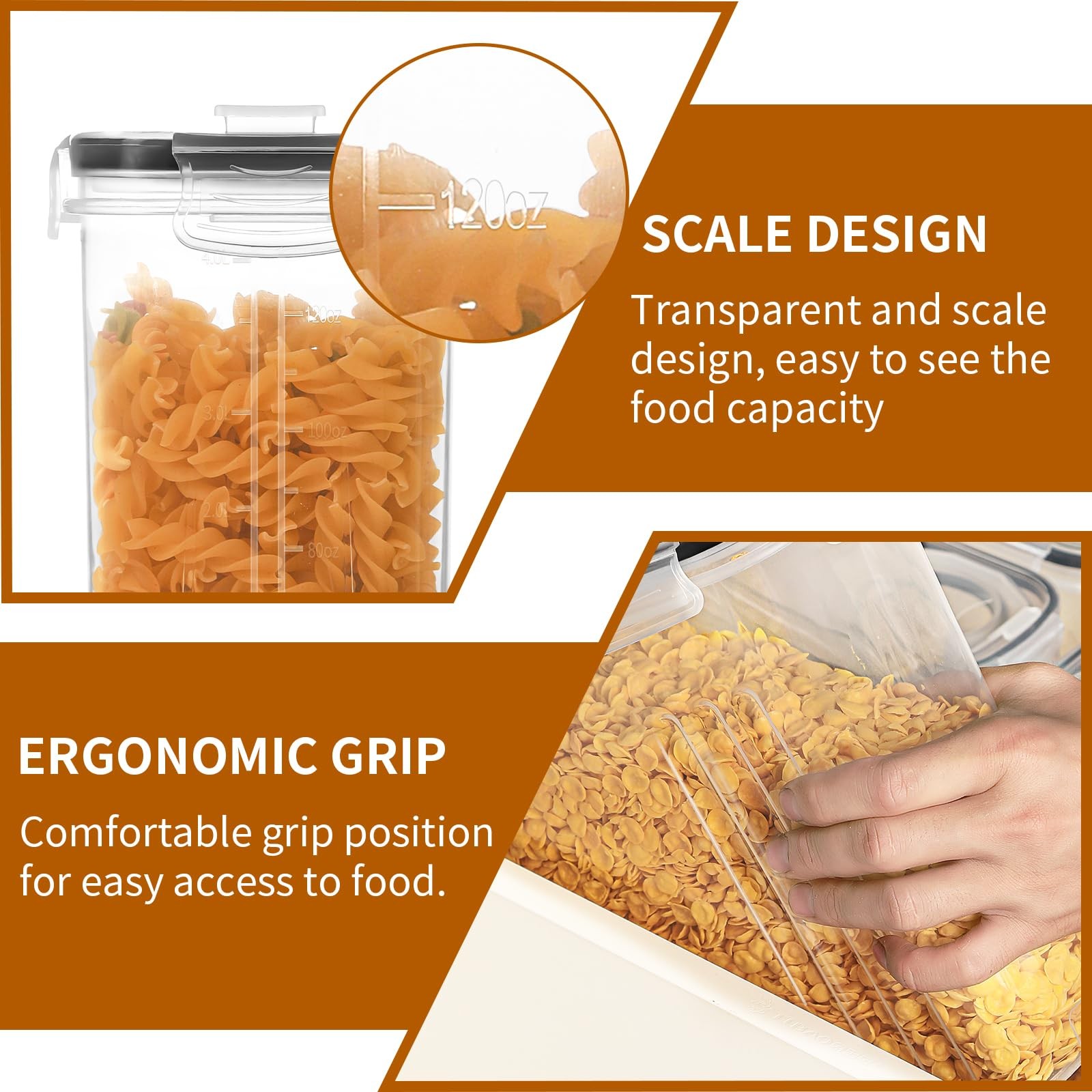 Cereal Containers Storage Set (4L / 135.2oz), 4PCS Airtight Food Storage Cont…