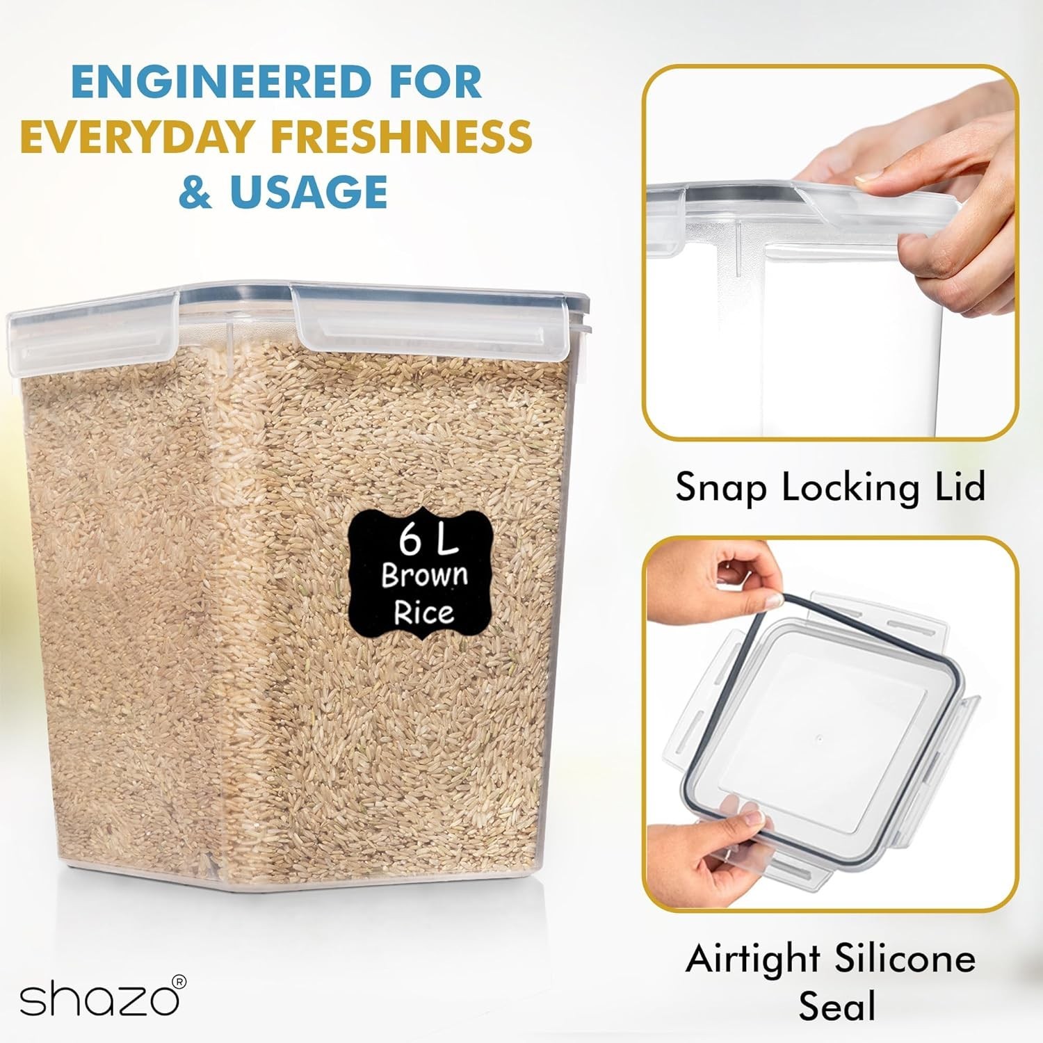 Flour Sugar Storage Containers Set of 3 6L, 2.9L, 1.1L Large Airtight Food St…
