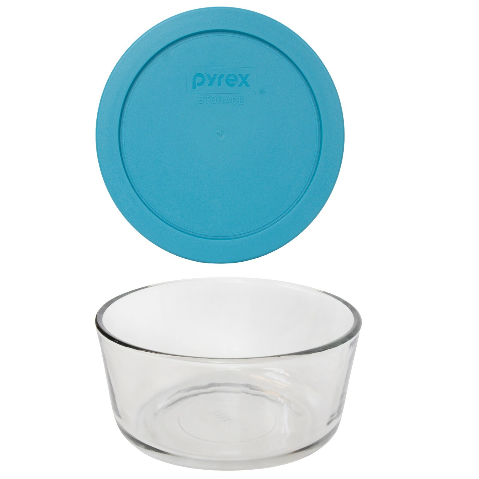 Pyrex (1) 7201 4-Cup Glass Bowl & (1) 7201-PC Teal Blue Lid