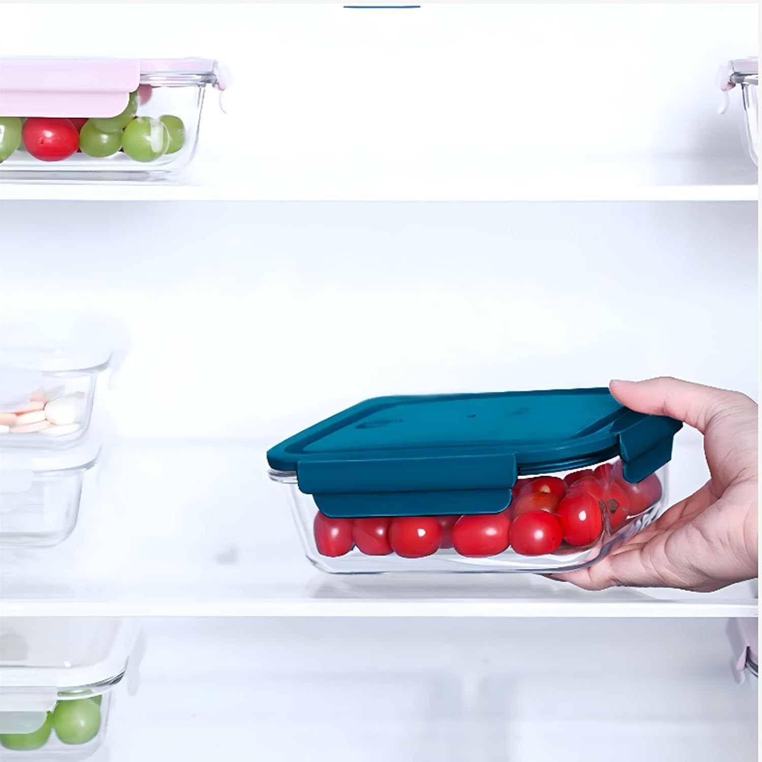 6 Pieces Rectangle Glass Food Storage Containers with Lids, Meal Prep Containers
