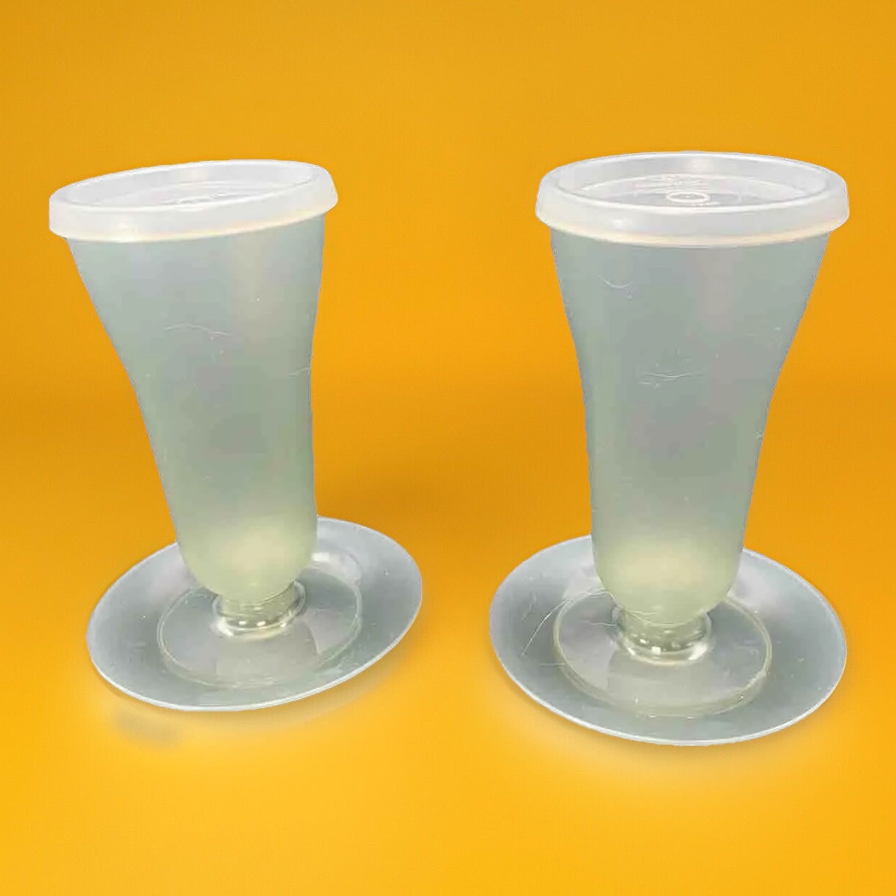 2 Tupperware Gray Dessert Parfait Cups With Lids Pudding Jello Vintage Snack