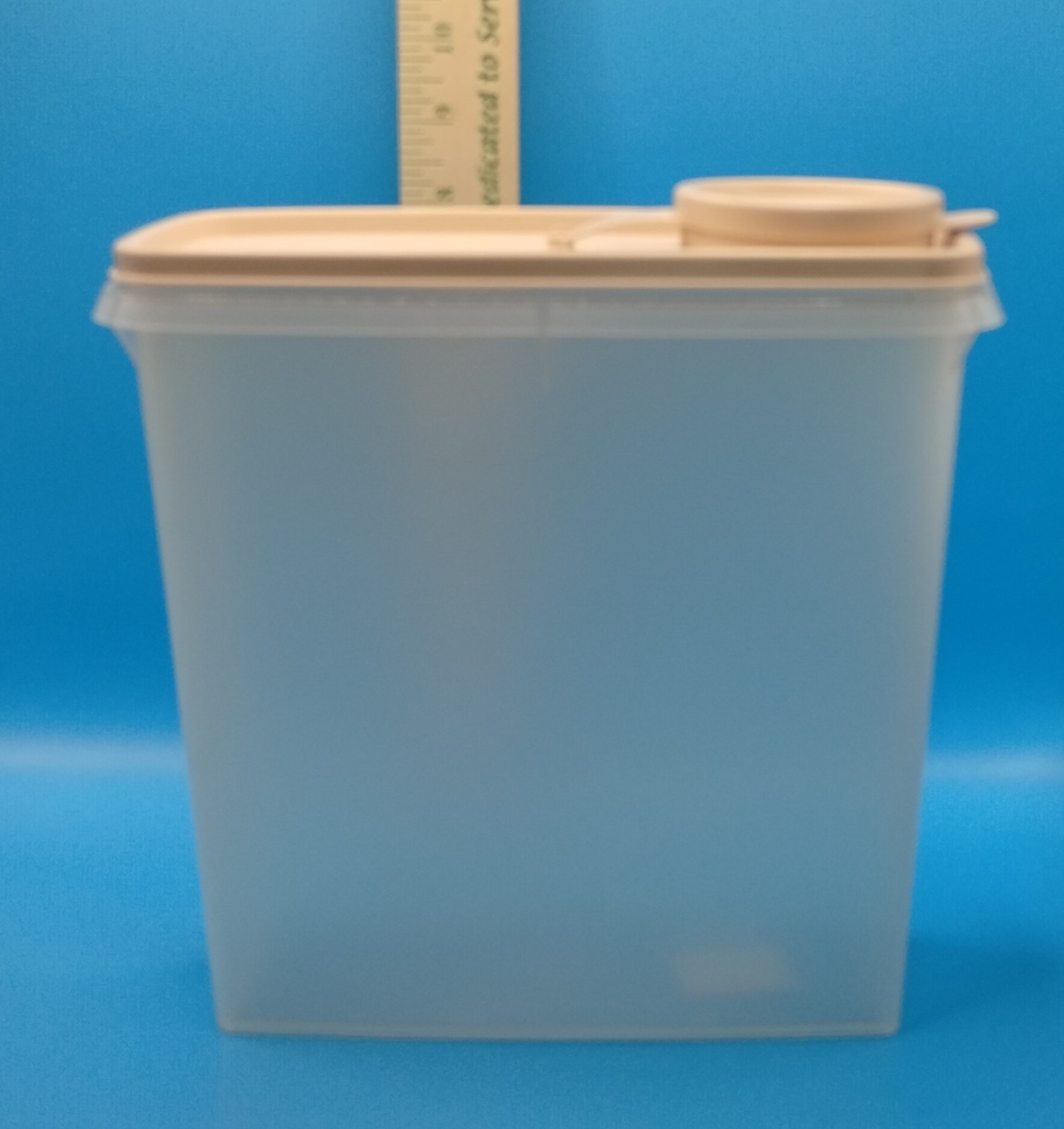 Vtg Tupperware Cereal Keeper Storage Container 8” Tall 469-20 Sheer w Almond Lid