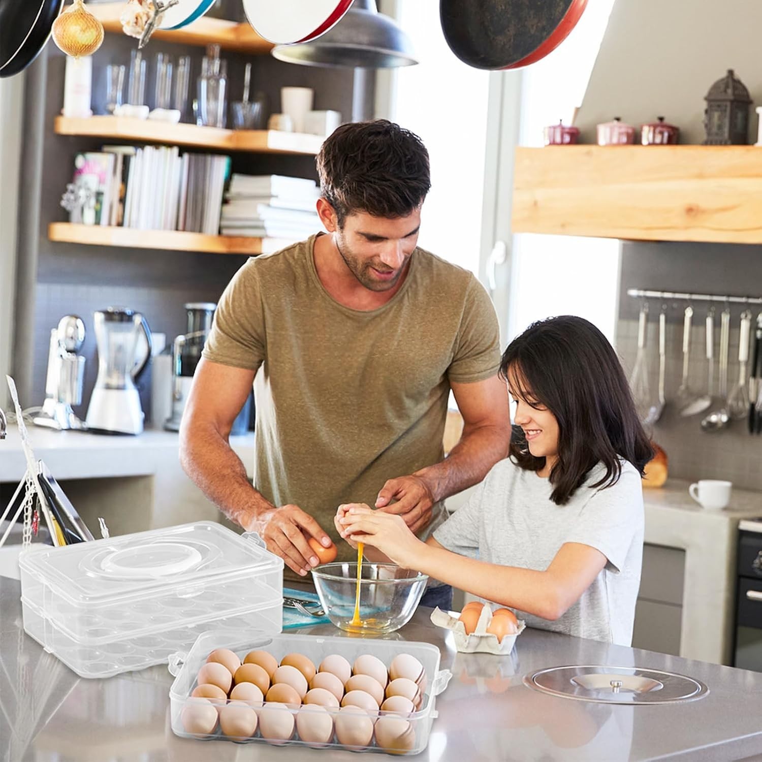 Egg Holder for 72 Eggs,3-Layer Plastic Egg Container,Deviled Egg Tray with Ha…