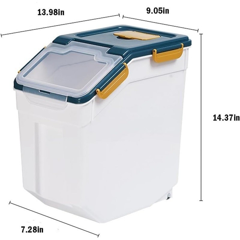 Airtight Food Storage Container W/ Wheels Rice Flour Pet Food Dry Goods New