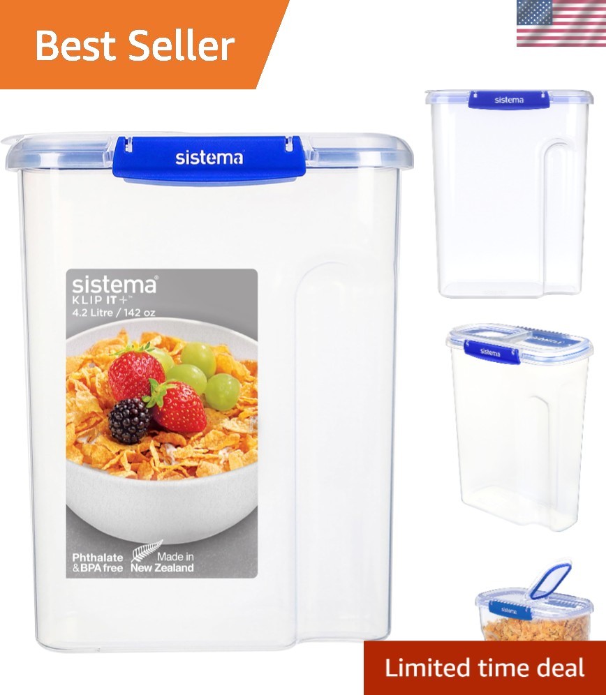 KLIP IT PLUS Airtight Cereal Storage Container – BPA-Free 4.2L Kitchen Essential