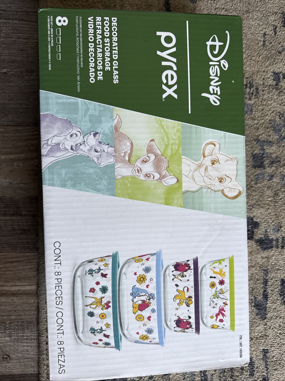 Disney Pyrex Glass Storage Container Set 8pcs Bambi,lCartoon Microwave Safe
