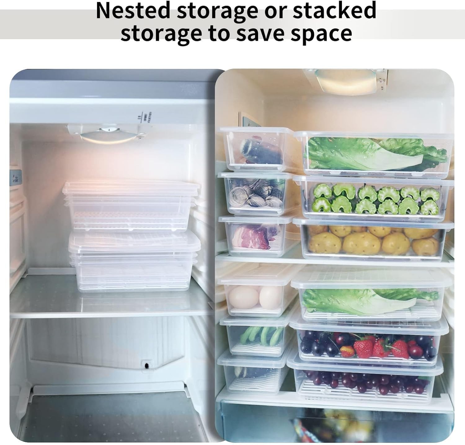 Food Storage Container 3-Pack Plastic Food Containers W/ Removable Drain Plate