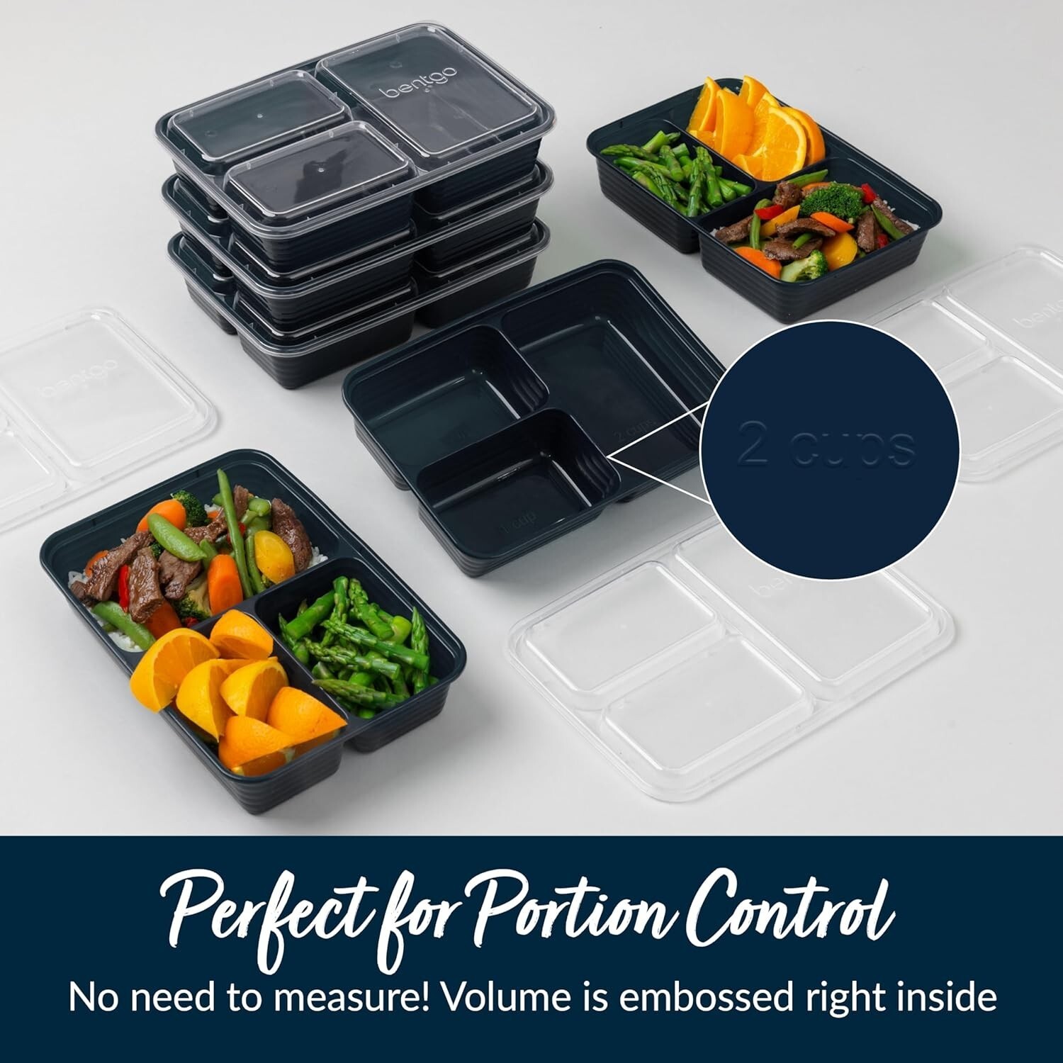 20-Piece BPA-Free 3-Compartment Containers Microwave Freezer Dishwasher Safe