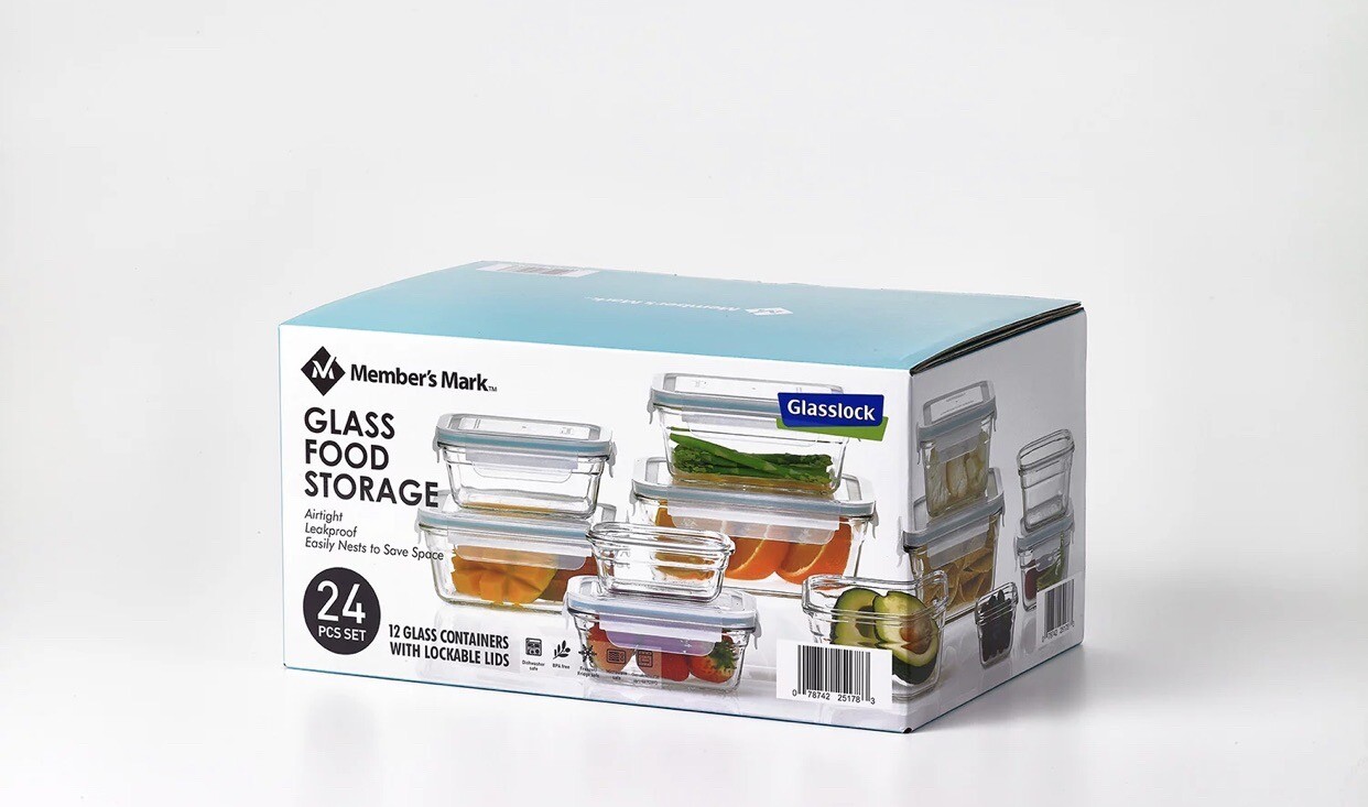 Member’s Mark 24-Piece Glass Food Storage Set by Glasslock BPA Free Containers