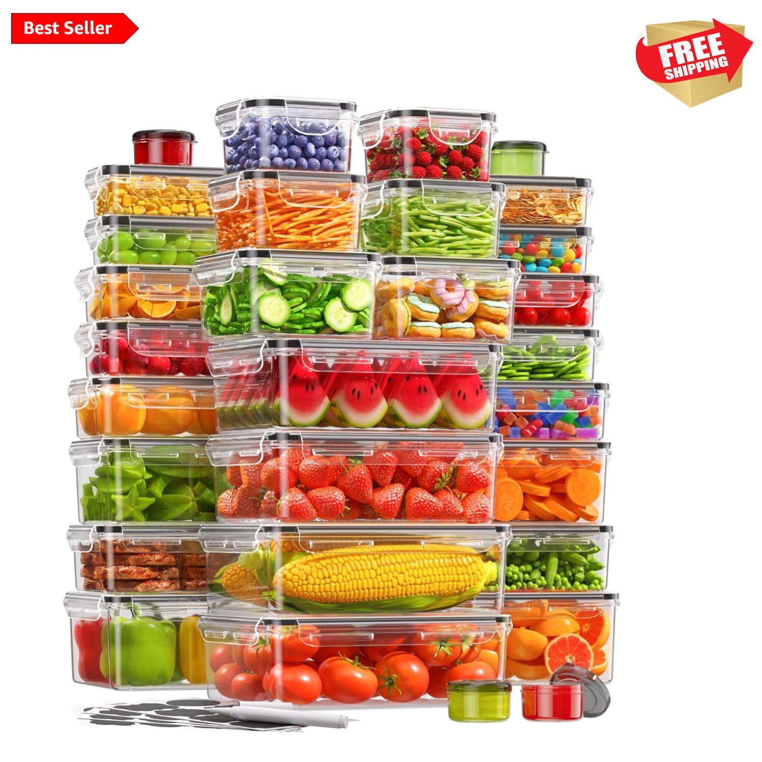 60 PCS BPA-Free Food Storage Containers: Leak-Proof, Stackable, Meal Prep Ess…