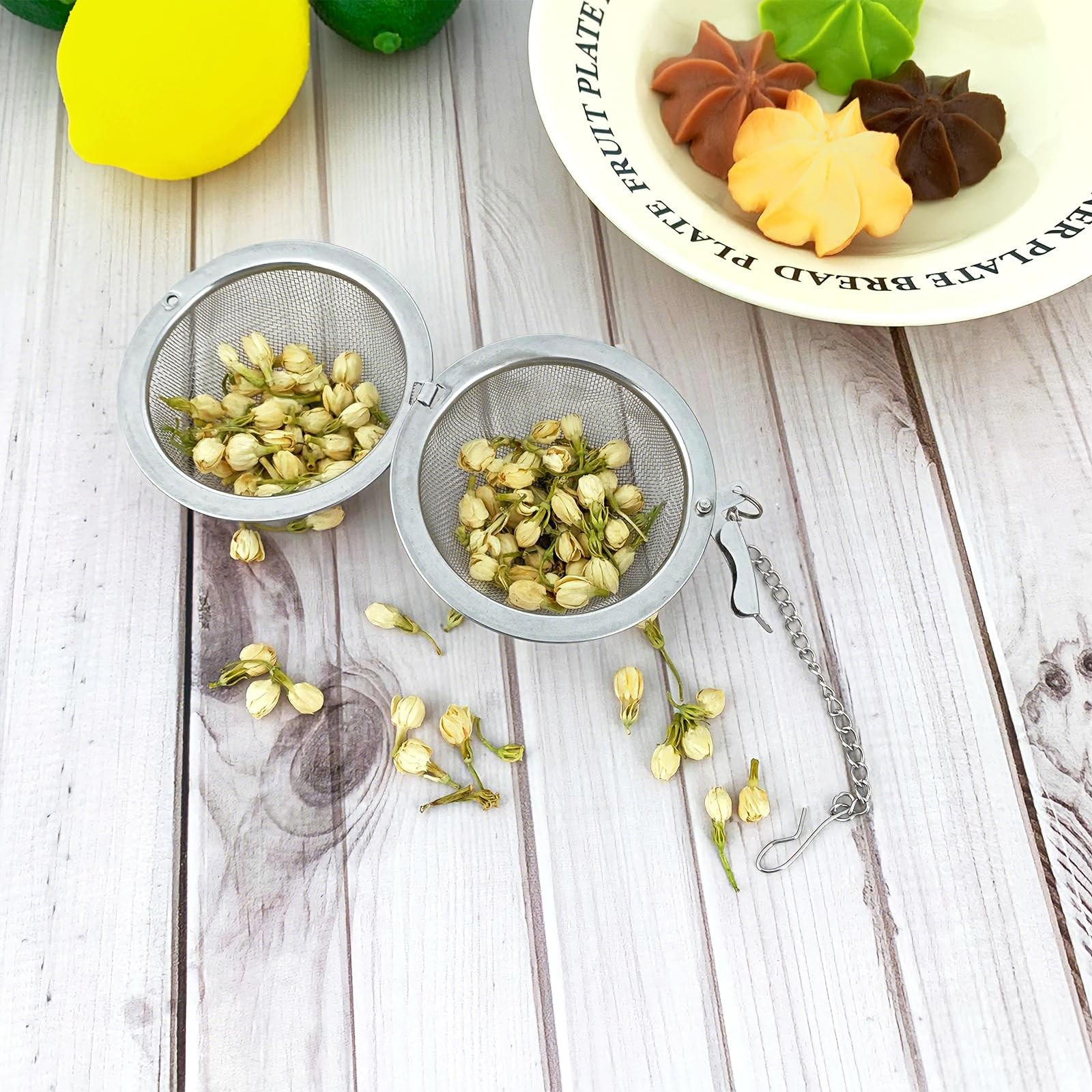 2Pcs Stainless Steel Strainer Tea Balls, 2.83in Diameter, Silver