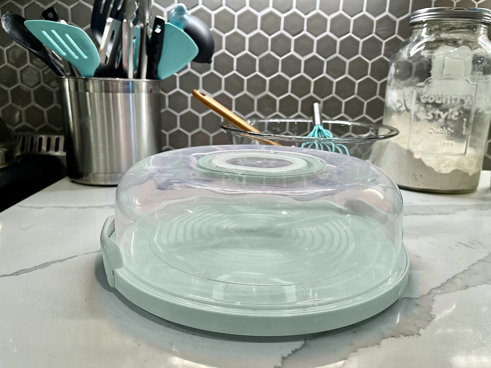 Pie, Cheesecake Carrier for up to 11 in x 3 in cake. Two Sided Fashionable St…