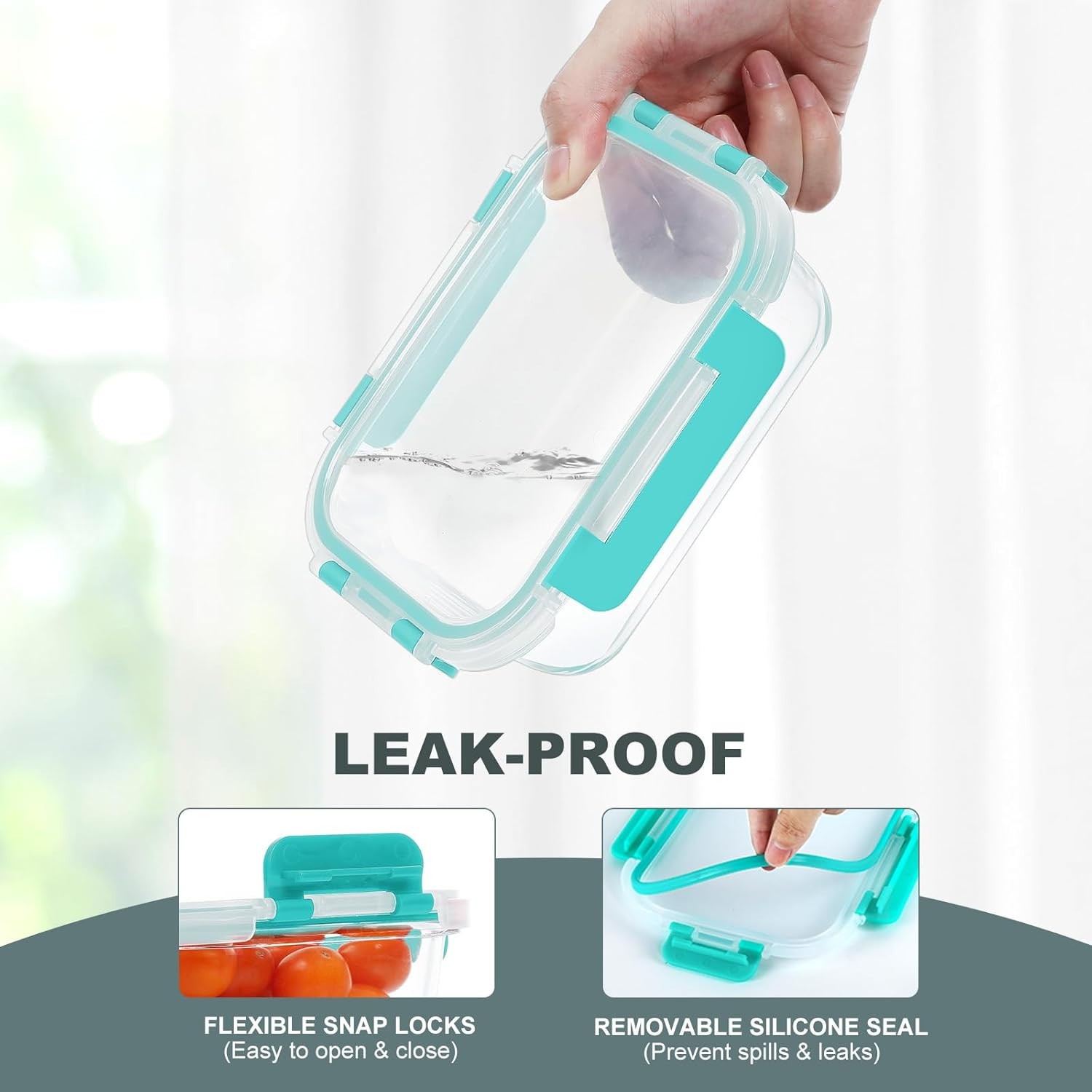 10-Pack 22oz Glass Meal Prep Containers Airtight BPA-Free Green