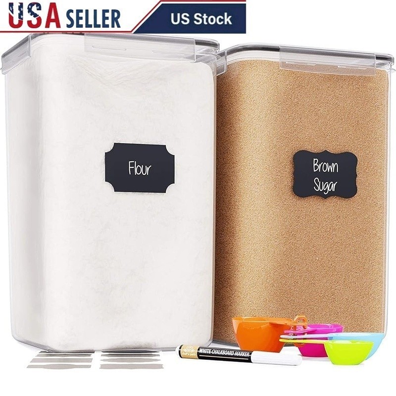 Extra Large Airtight Storage Containers 2 Pack Food Storage Canisters Dry Goods
