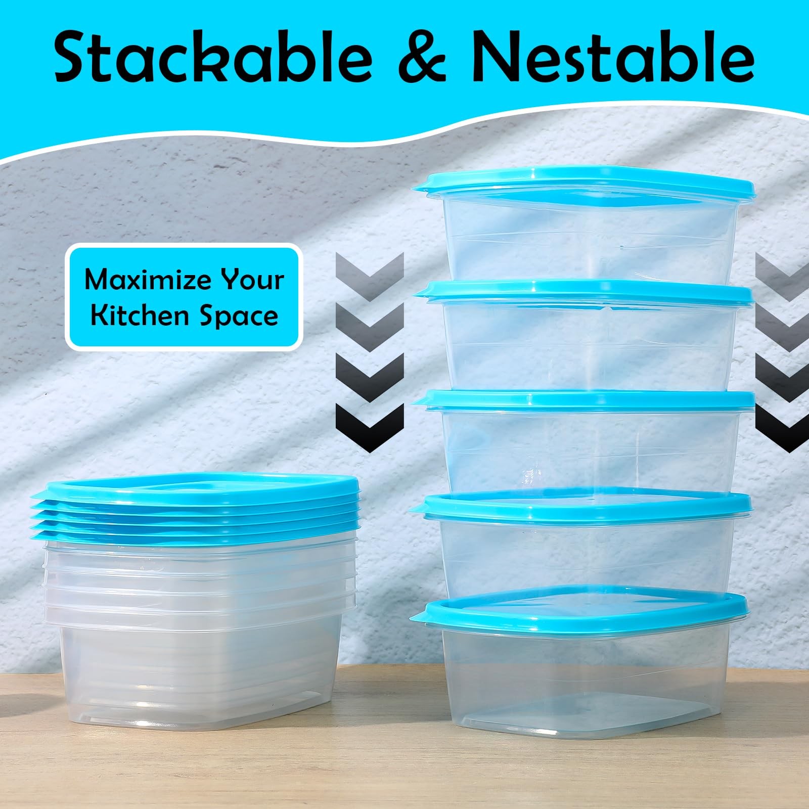 18 Pcs 33 Oz Plastic Food Storage Containers with Lids Portion Box Sets with …