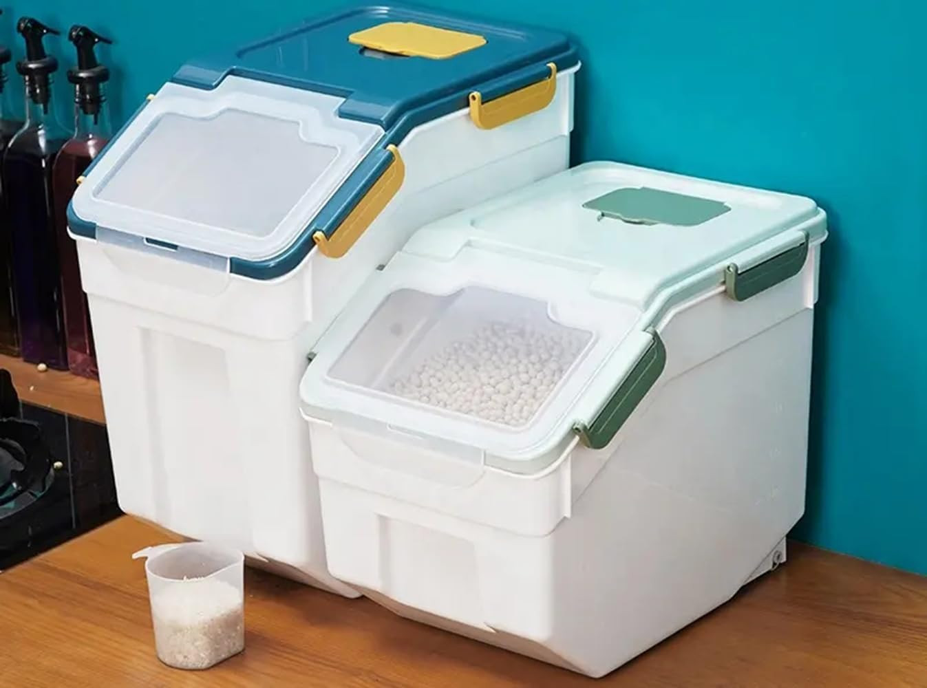 Large Flour Storage Container Bin 25Lb, 2Pack Airtight Rice Storage Containers w