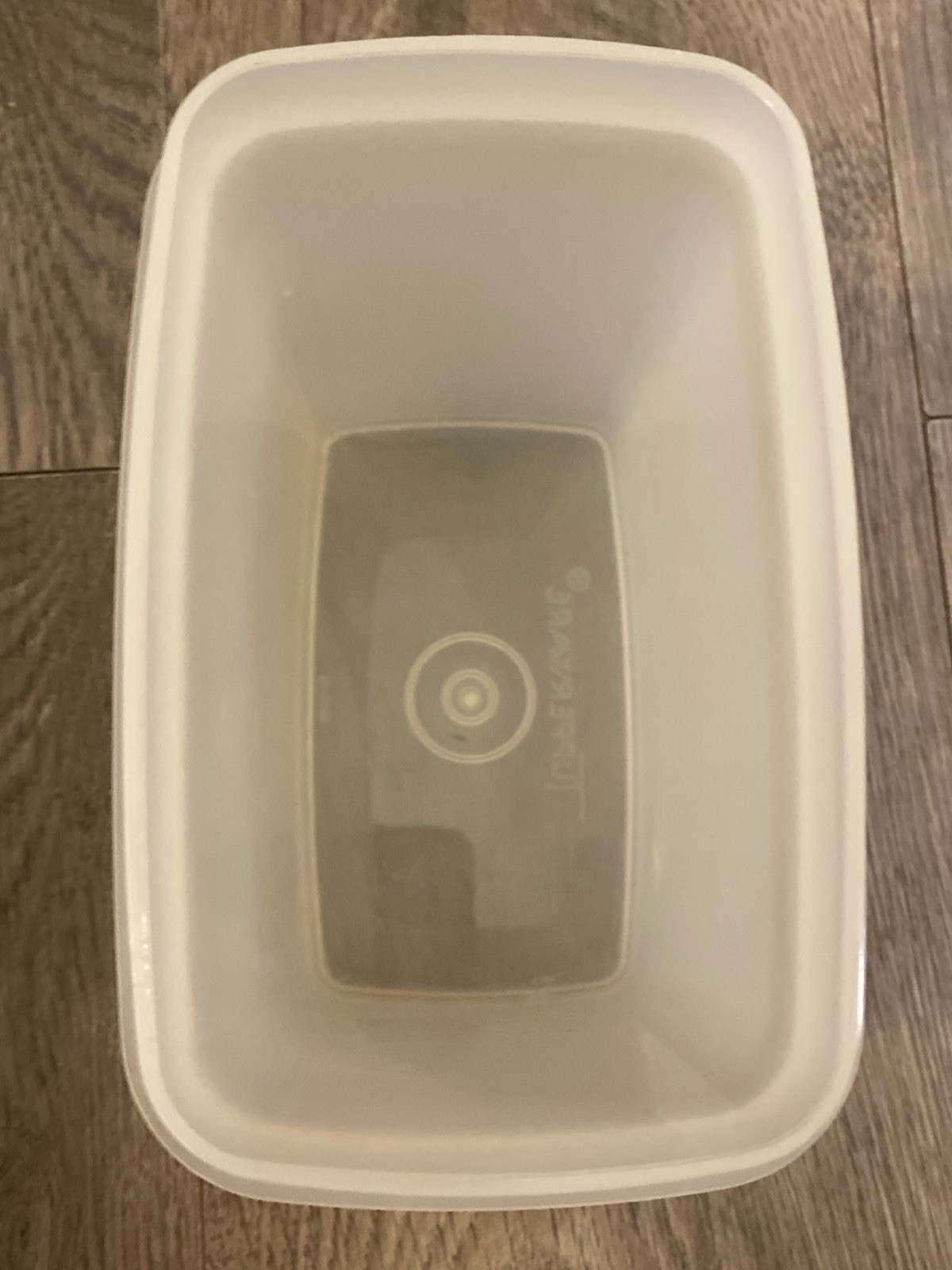 Tupperware Yellowish Lid W Clear Storage Rectangle Container 6×4.5x4x4” Vtg EUC