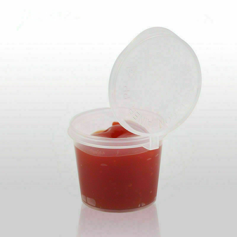 100Pcs Small Plastic Sauce Cups Food Storage Containers Clear Boxes with Lid