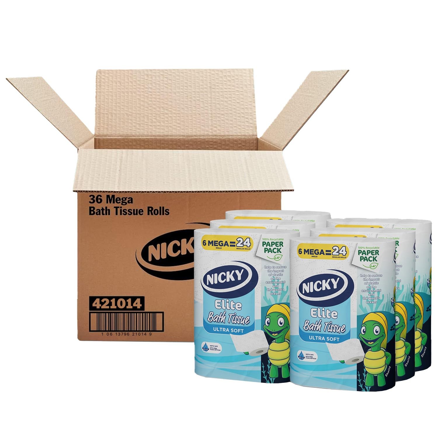 Nicky Elite Toilet Paper Recyclable Paper Packaging 36 Ultra Soft Mega Rolls