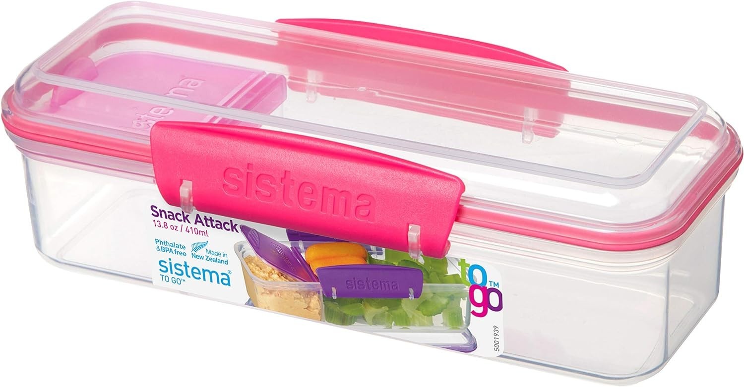 Snack and Dip Container Plastic 13.6 oz Travel Food Storage Fresher