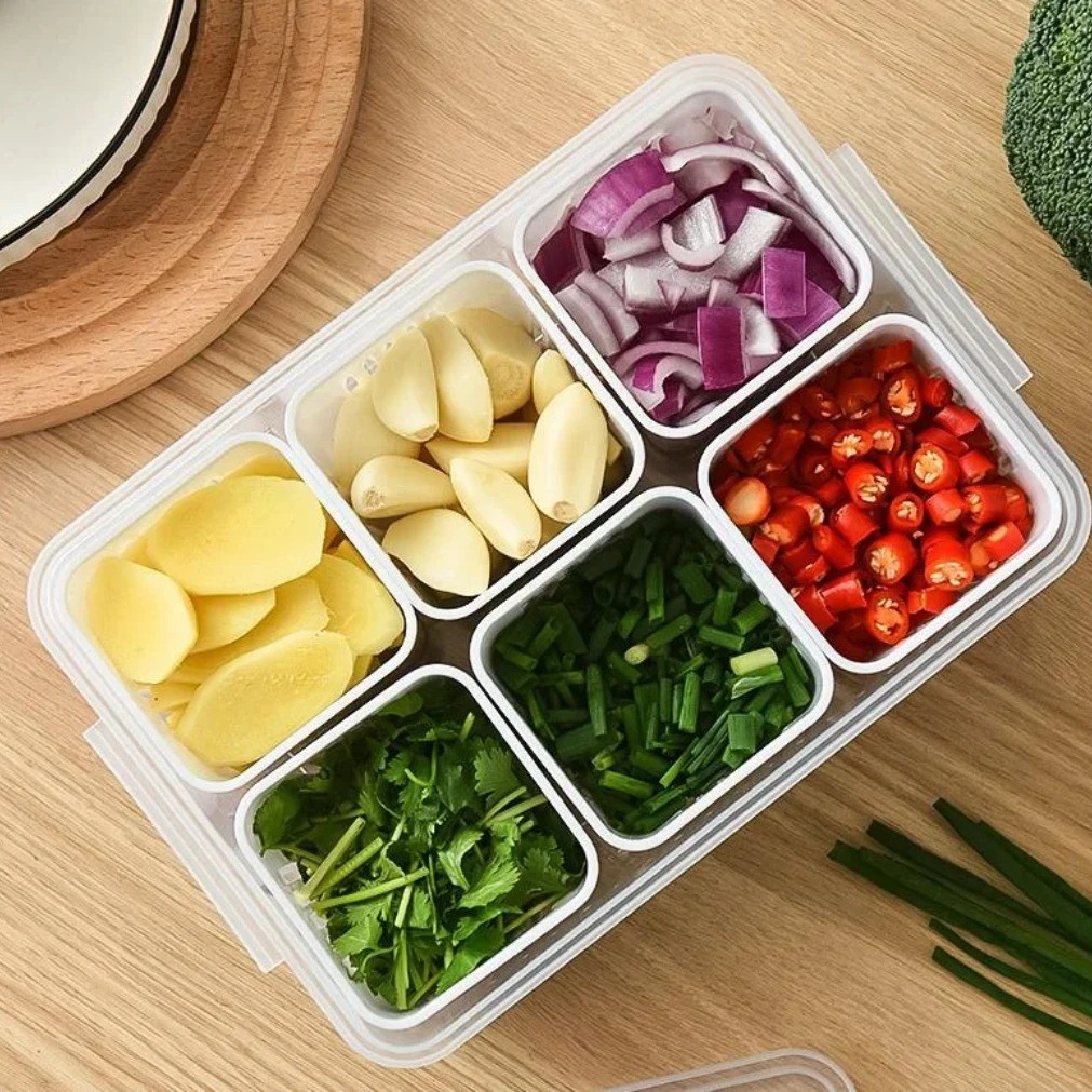 Refrigerator Food Drain Fresh-keeping Box Ginger Garlic Onion Pepper Storage AA
