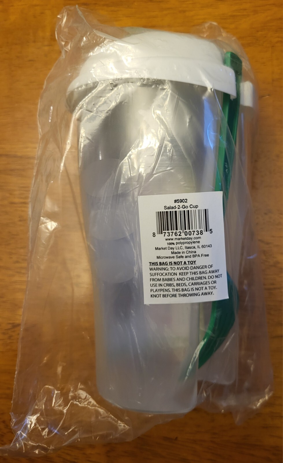 3 PC Salad To Go Cup ~ SALAD-2-GO ~ Fork, Dressing Container ~ NEW in pack #5902