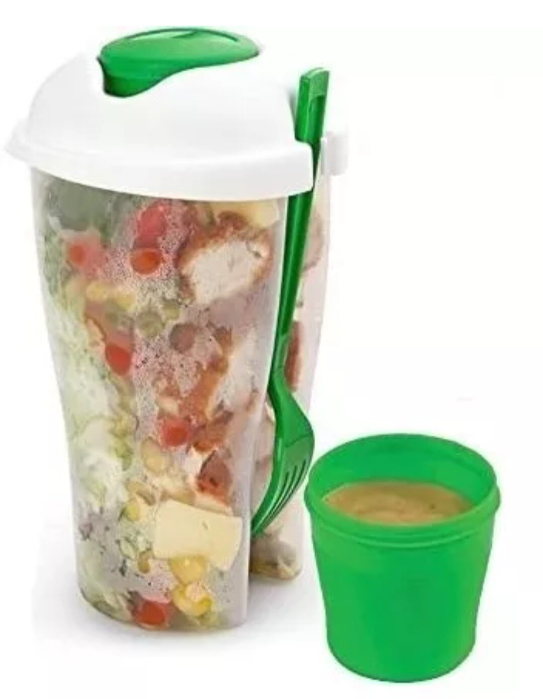 3 PC Salad To Go Cup ~ SALAD-2-GO ~ Fork, Dressing Container ~ NEW in pack #5902