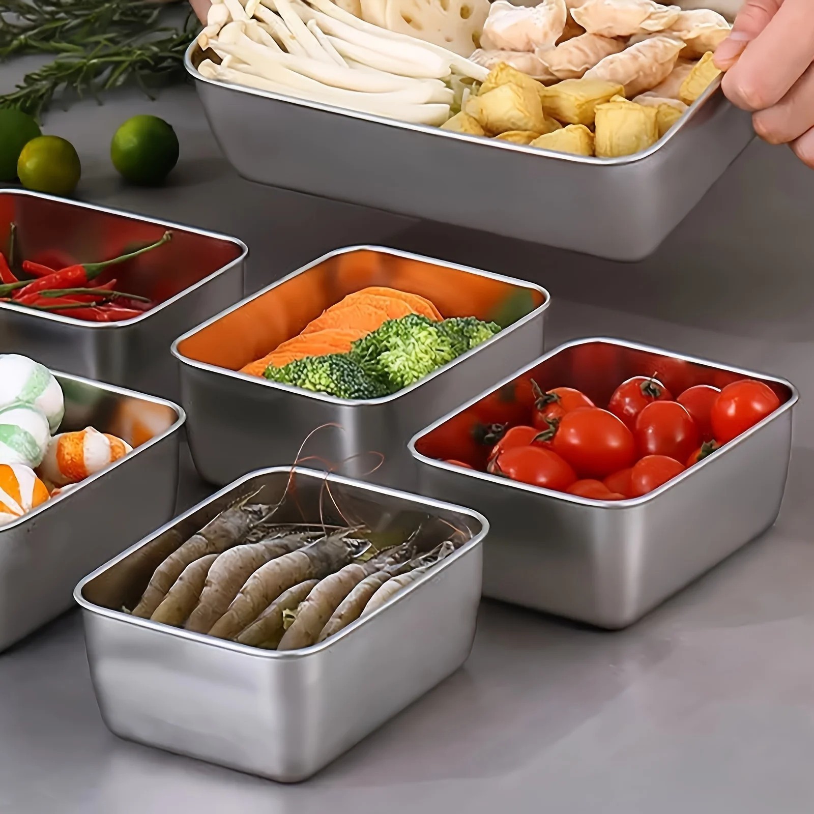 6Pc Stainless Steel Food Storage Containers Set Leakproof Stackable Lunch Boxes