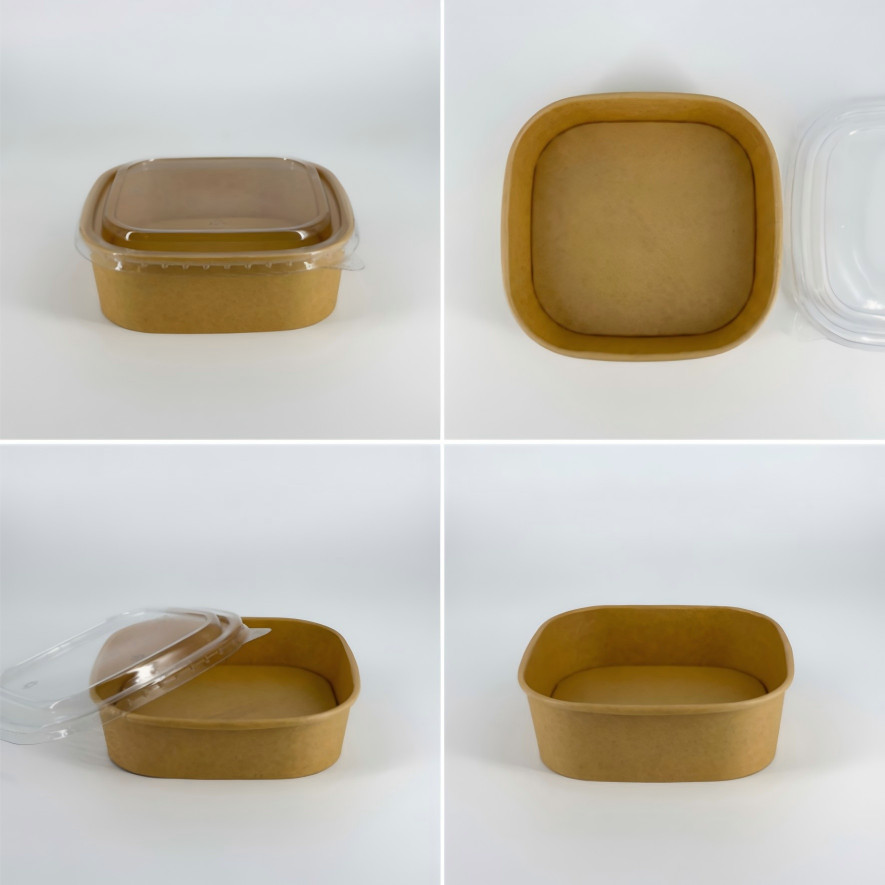 100pcs Square Kraft Paper Salad Bowl(16-48oz)Meal Prep Bowl.Lid Sold Separately