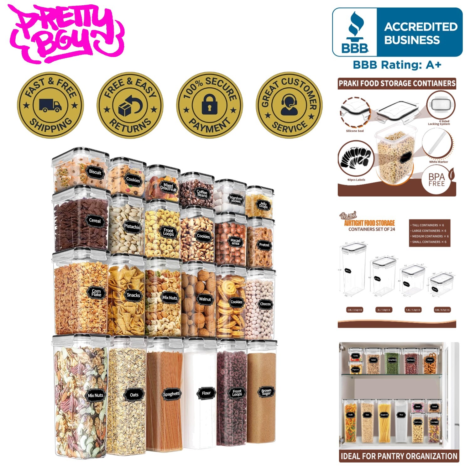 24-Piece Airtight Food Storage Set – BPA-Free, Stackable Kitchen Organizers