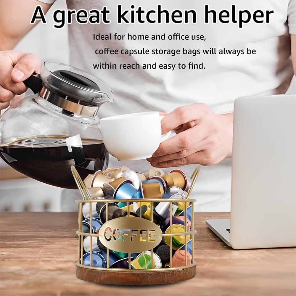 Coffee Pod Holder for Counter, K Cup Holders Pods Storage Gold