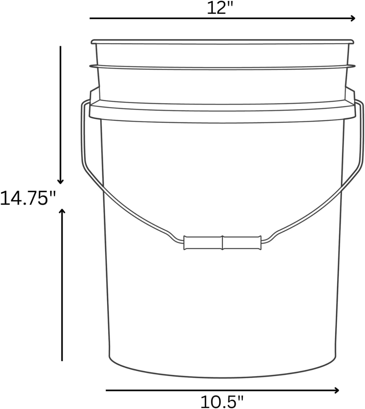House Naturals 5 Gallon Black Food Grade BPA Free Bucket Pail with Screw on Air