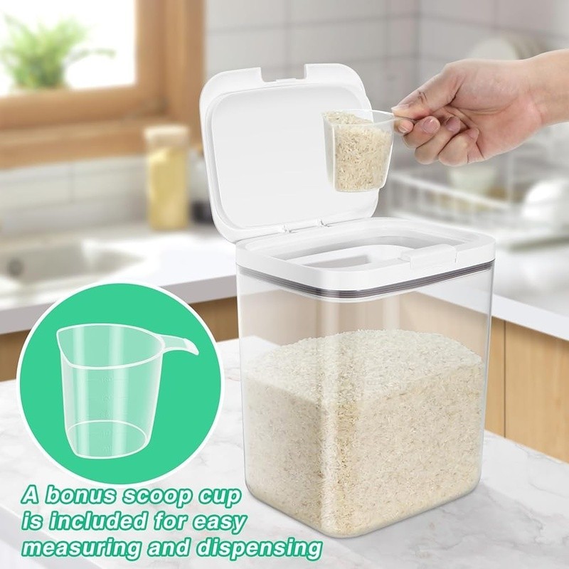 Flip Top Airtight Food Storage Containers Rice Flour Snacks 5.5L 11lb Capacity