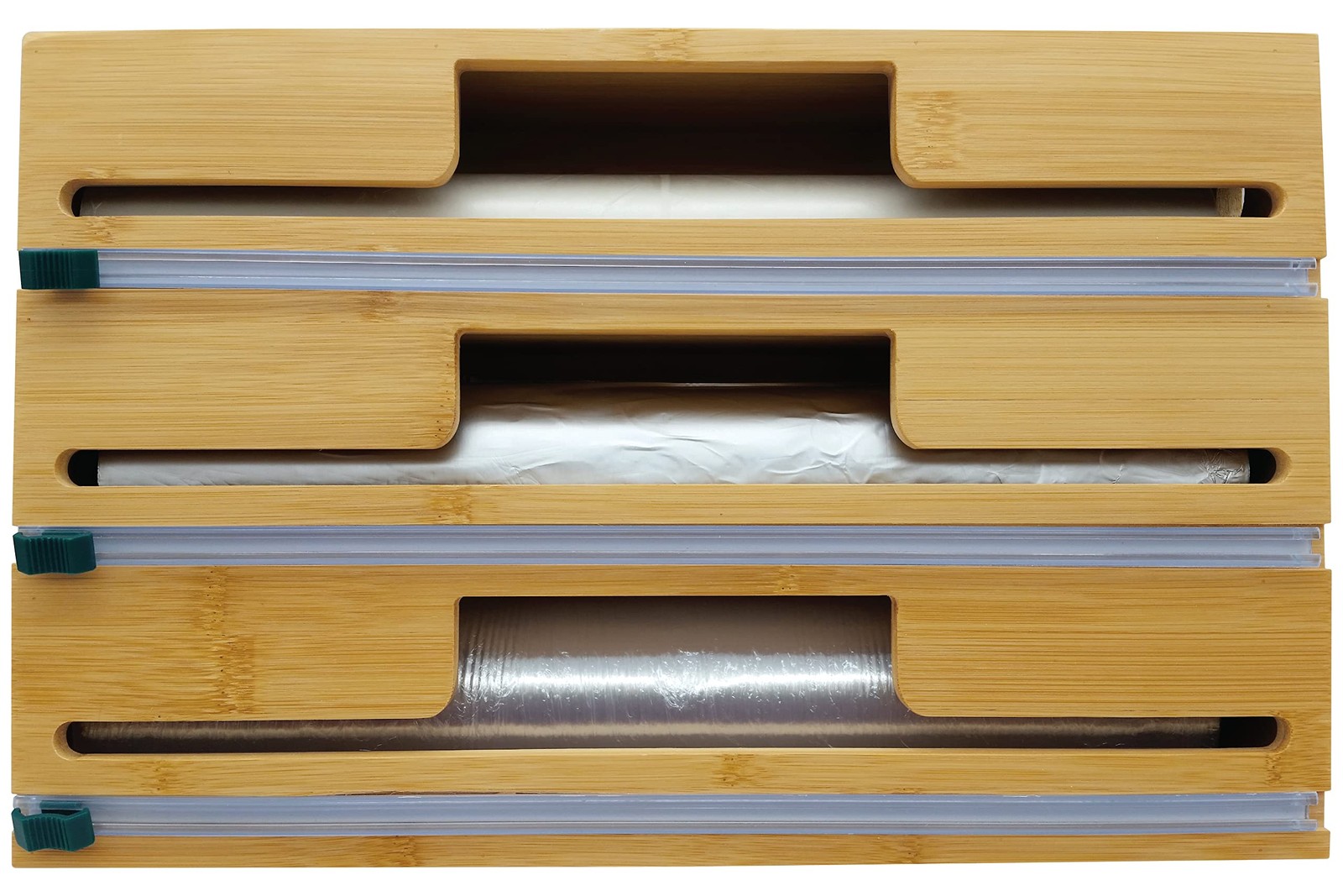 Bamboo Kitchen Wrap Organizer | Wall Mounting Solid Bamboo Foil and Plastic W…