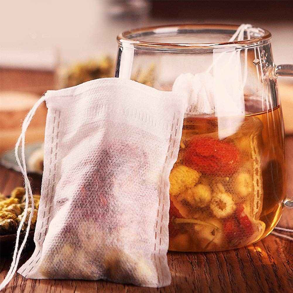 LTKJ 100-pack Cotton Tea Filter Bags Coffee with Drawstring for White