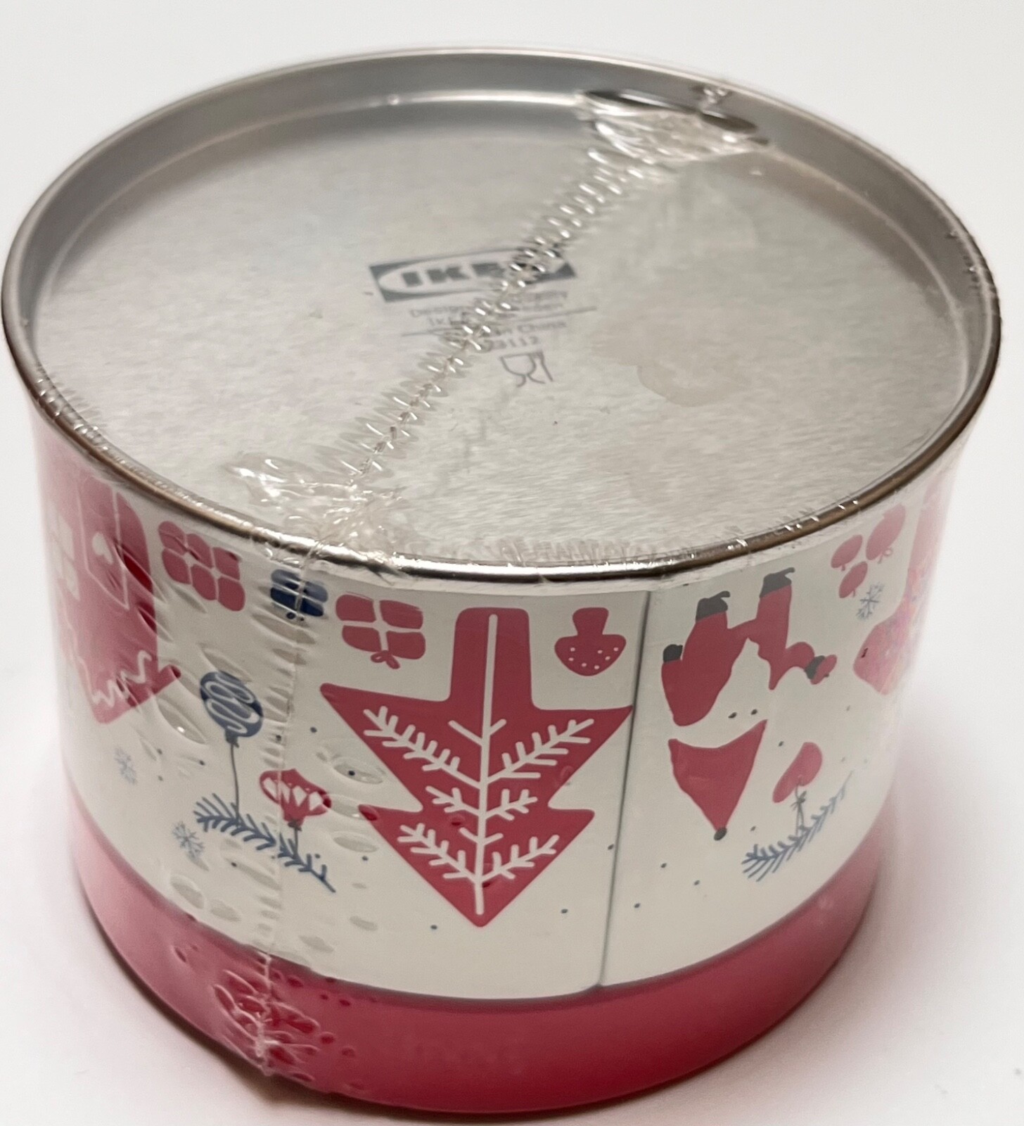 IKEA Small Decorative Holiday Tin Scandinavian Red White Home Reindeer 23112