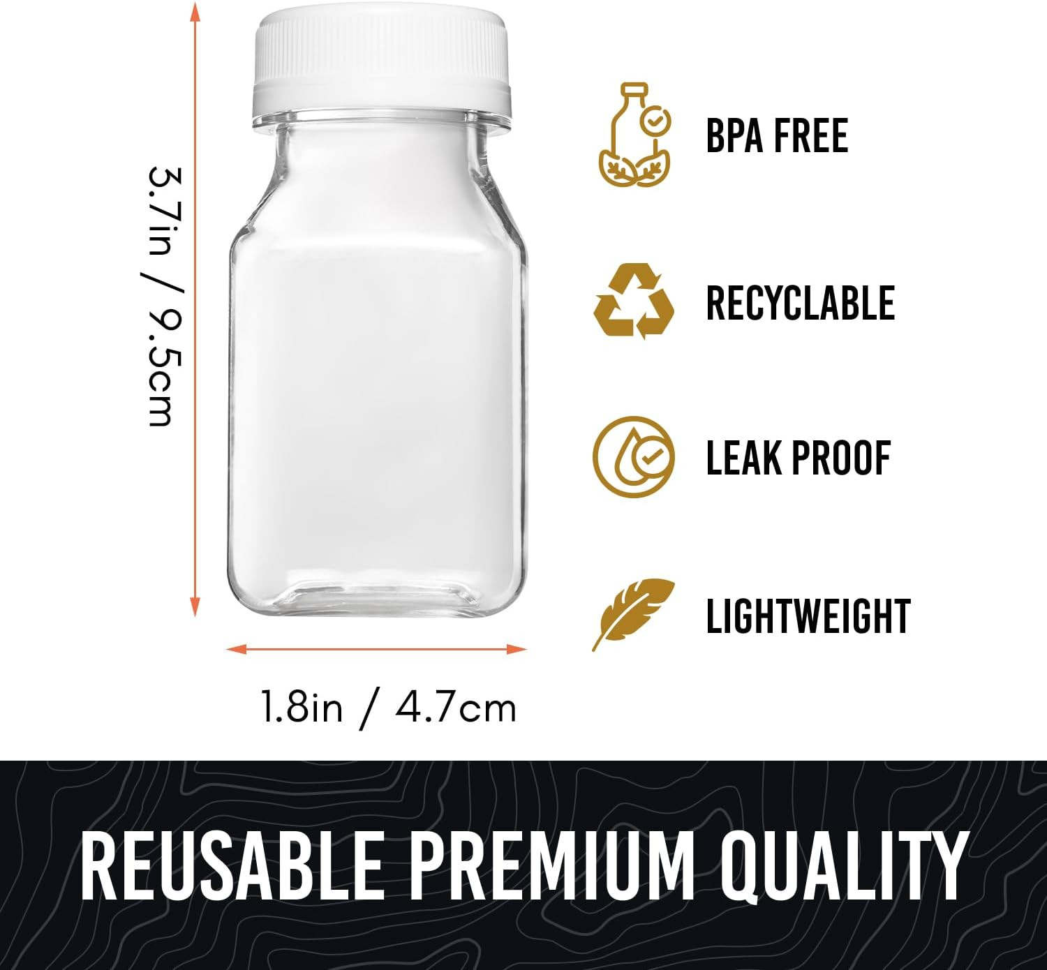 4oz Small Plastic Bottles Black Caps Liquids Ginger Shot Lids Wellness