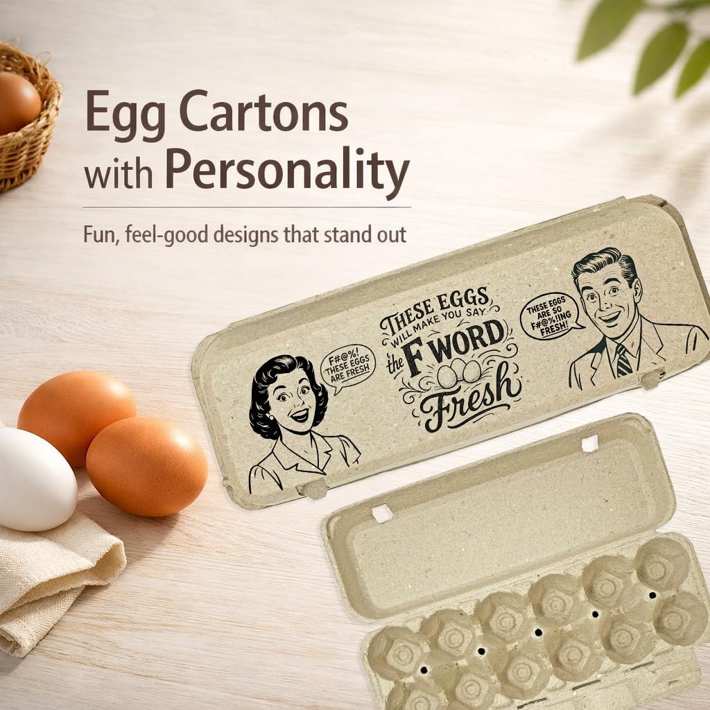 Funny Egg Carton – “The F Word is Fresh” Vintage Humor Design, Holds 12 Eggs,…