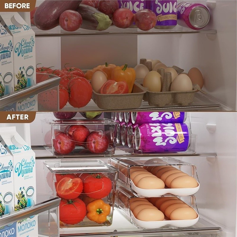 Stackable Auto Rolling Egg Holder Quick Access Storage 12 to 14 Eggs BPA Free US