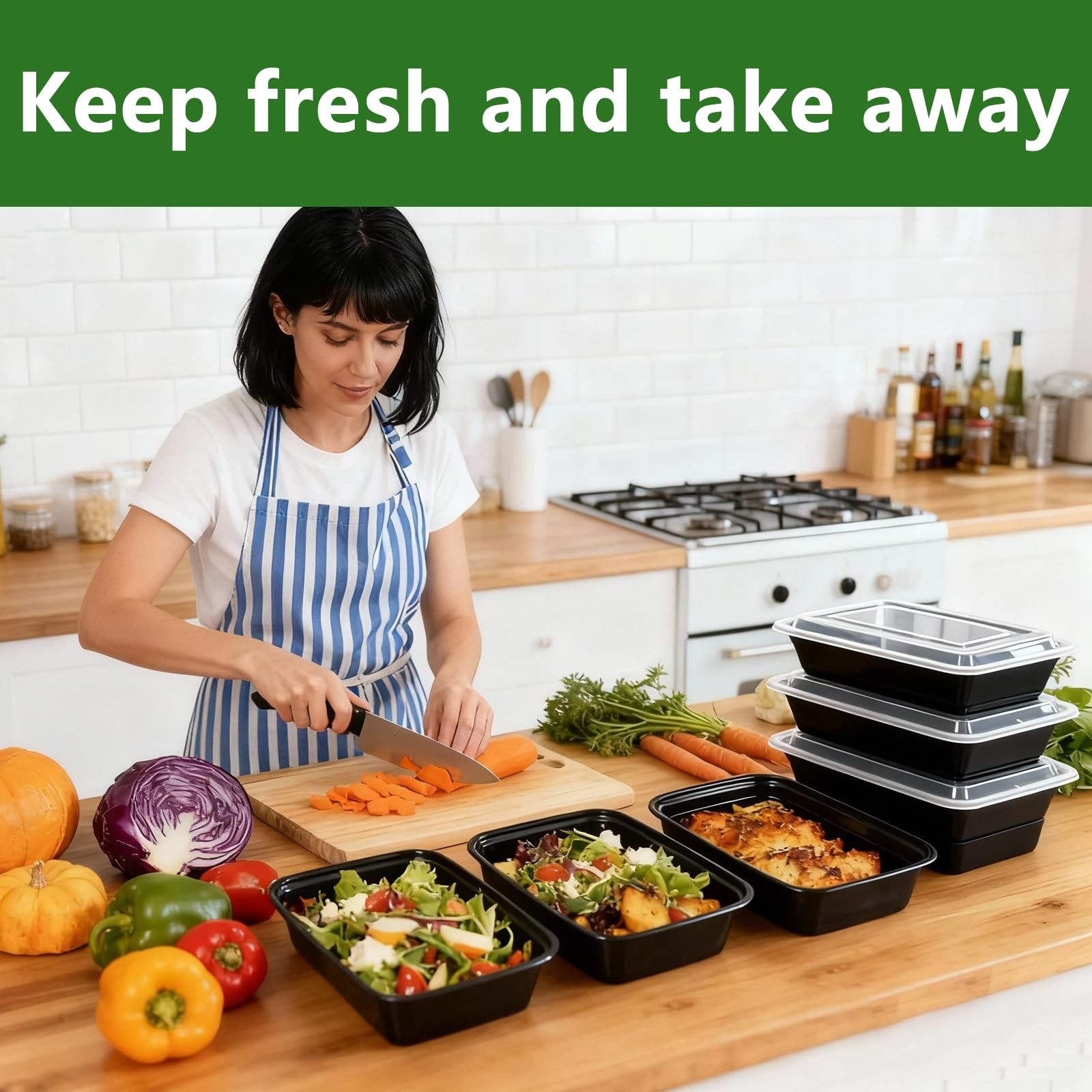 10Pack 35oz Meal Prep Containers Disposable Food Storage Containers with Lids…