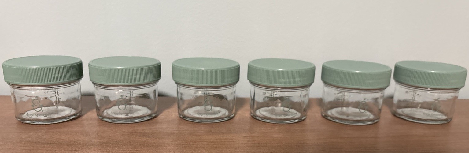 Sage Spoonfuls 6 – 2 oz Glass Baby Food Storage Jars