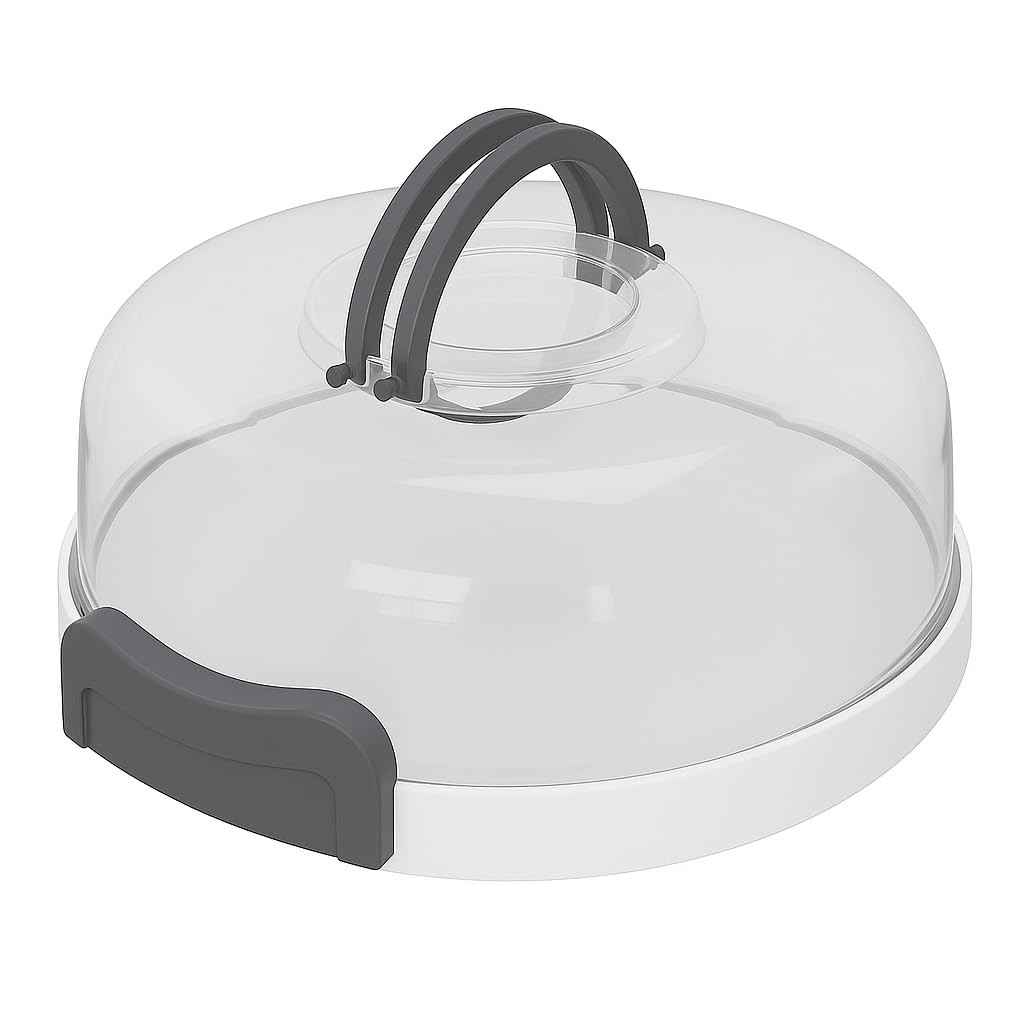 Pie Carrier with Lid and Handle – Fits Pies 10in x 12″ x 4″, White & Gray