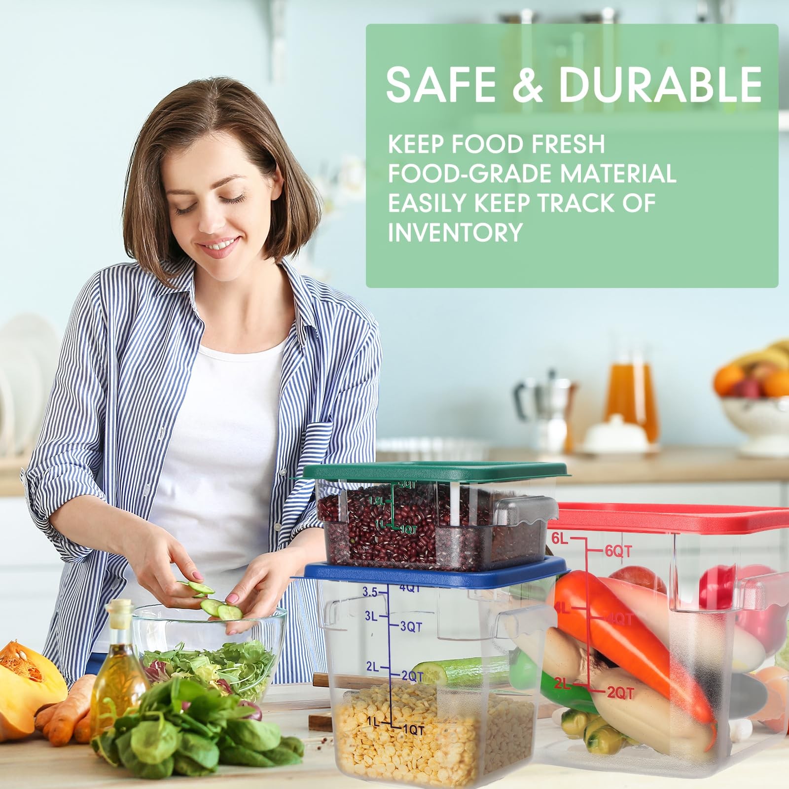 6 Pcs Food Storage Containers with Lids, Clear Square Food Containers with Ha…