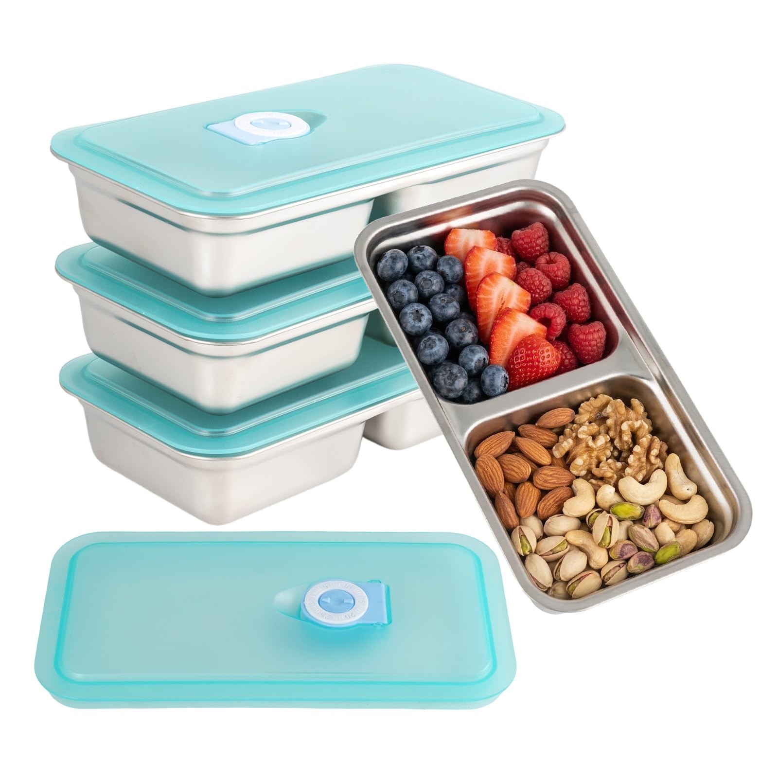 4 Pack Stainless Steel Snack Containers, Grab and Go Snack Containers with Li…