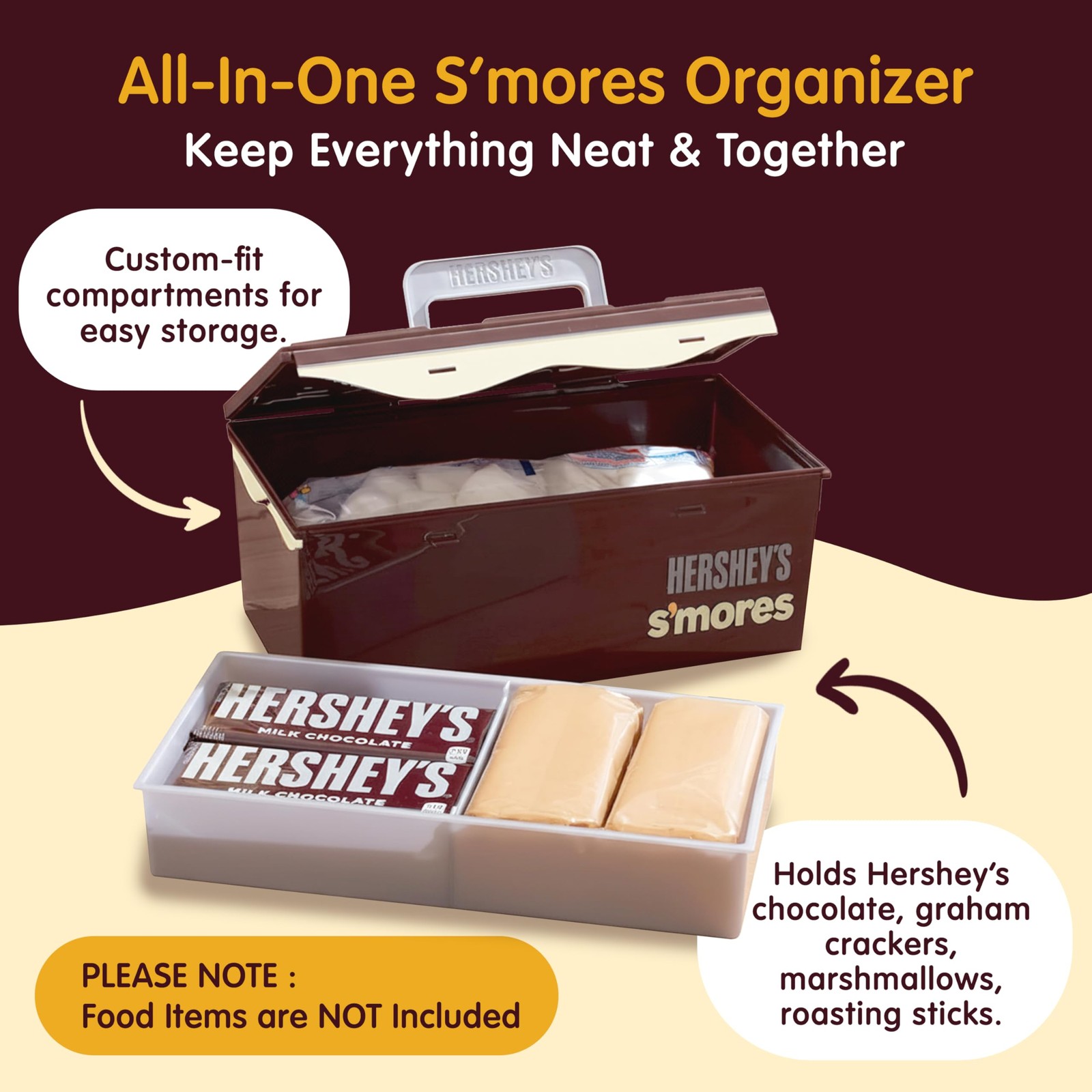 Mr. Bar-B-Q Hershey’s Smores Caddy Tray Organizer – 1 Pack, Brown