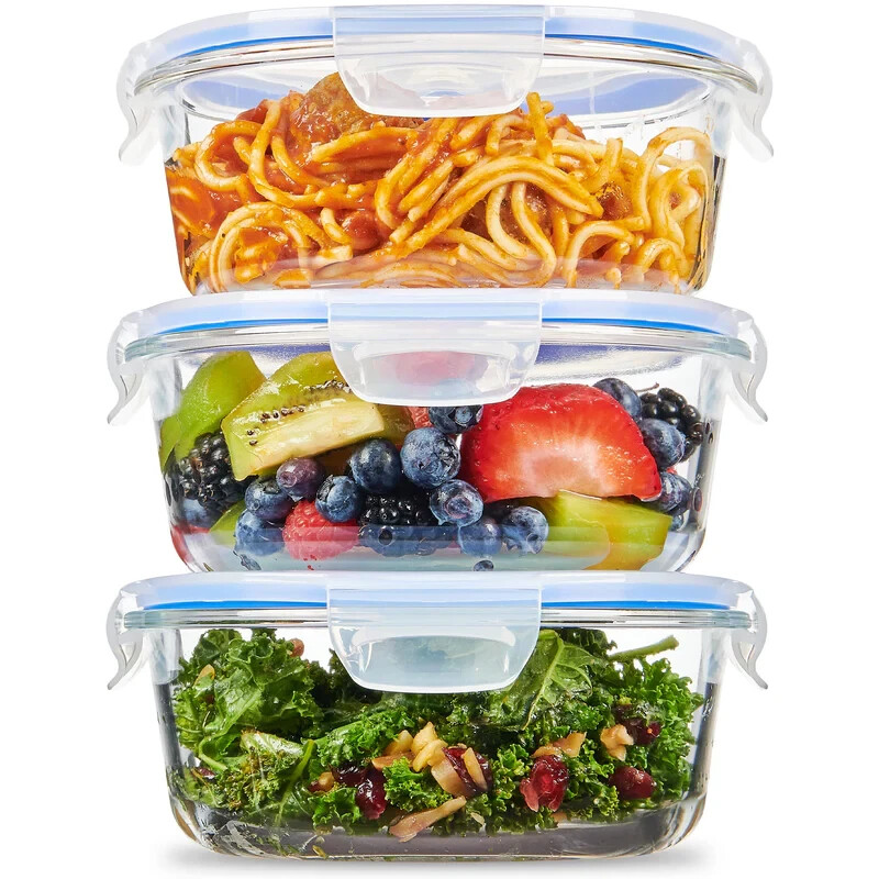 Finedine Glass Food Storage – 3 pack-32oz-Freezer, oven, Table – Airtight Lock