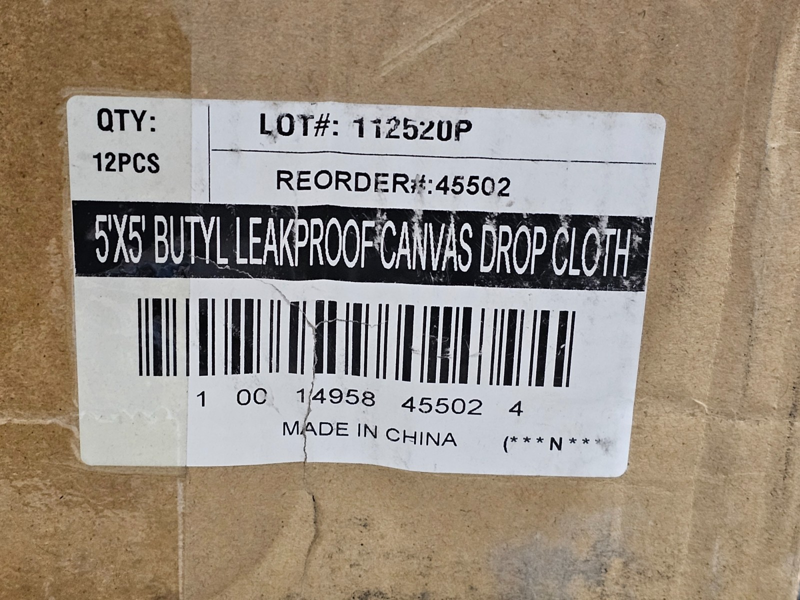 (QTY 12) Premier 45502 5 x 5 ft Butyl Leak Proof Canvas Plastic Drop Cloth